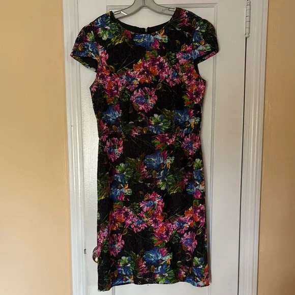 Pink and Red Flutter Sleeve Sheath Mini Dress - Picture 1 of 5